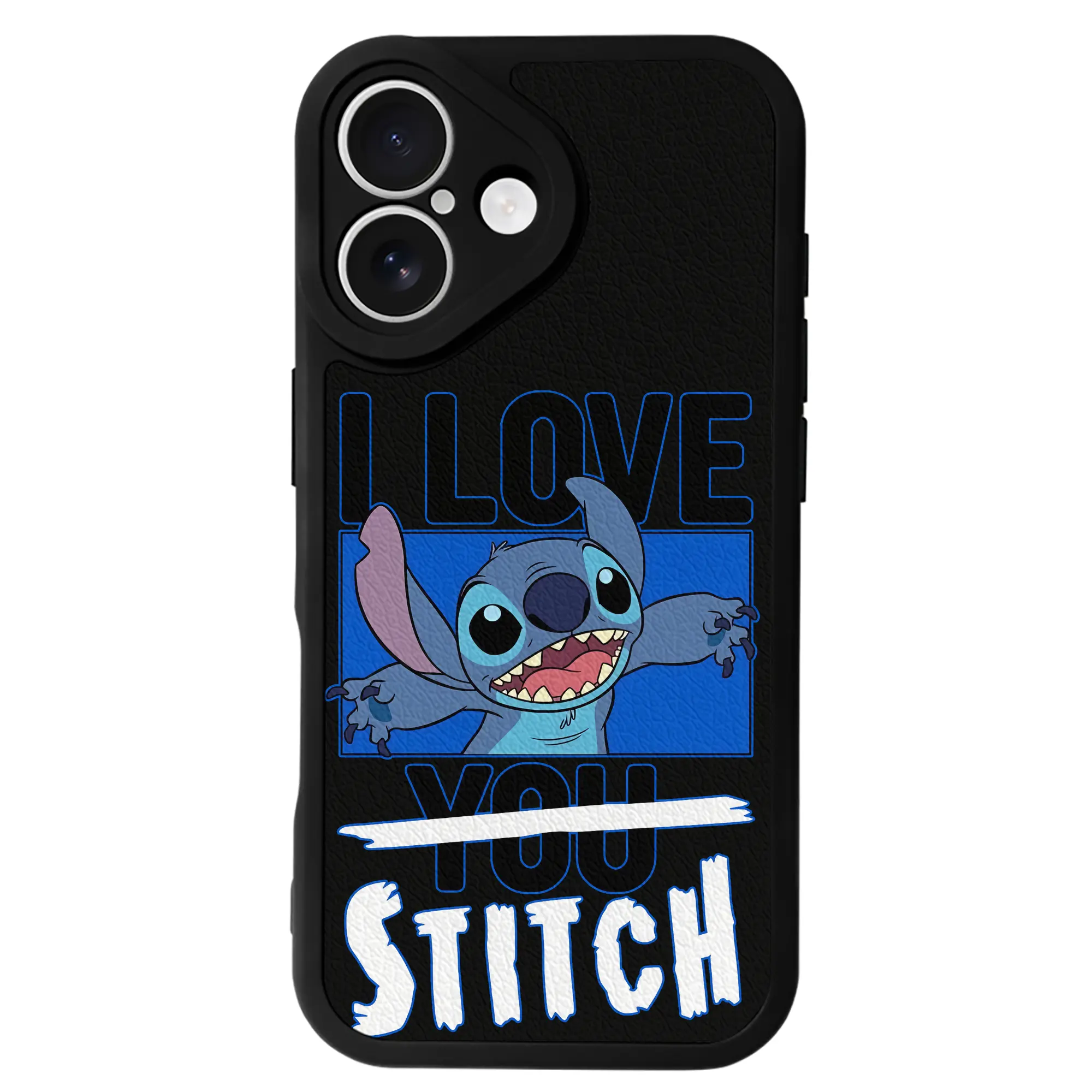 リロ＆スティッチ グッズ スティッチ - IPhone 16シリーズ対応 ・ シリコンスマホケース ・ レザー調 ・ 高精度フィット ・ 耐衝撃 ・ ワイヤレス充電対応 ・ 精密カット